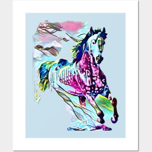 Galloping Paint Horse Posters and Art